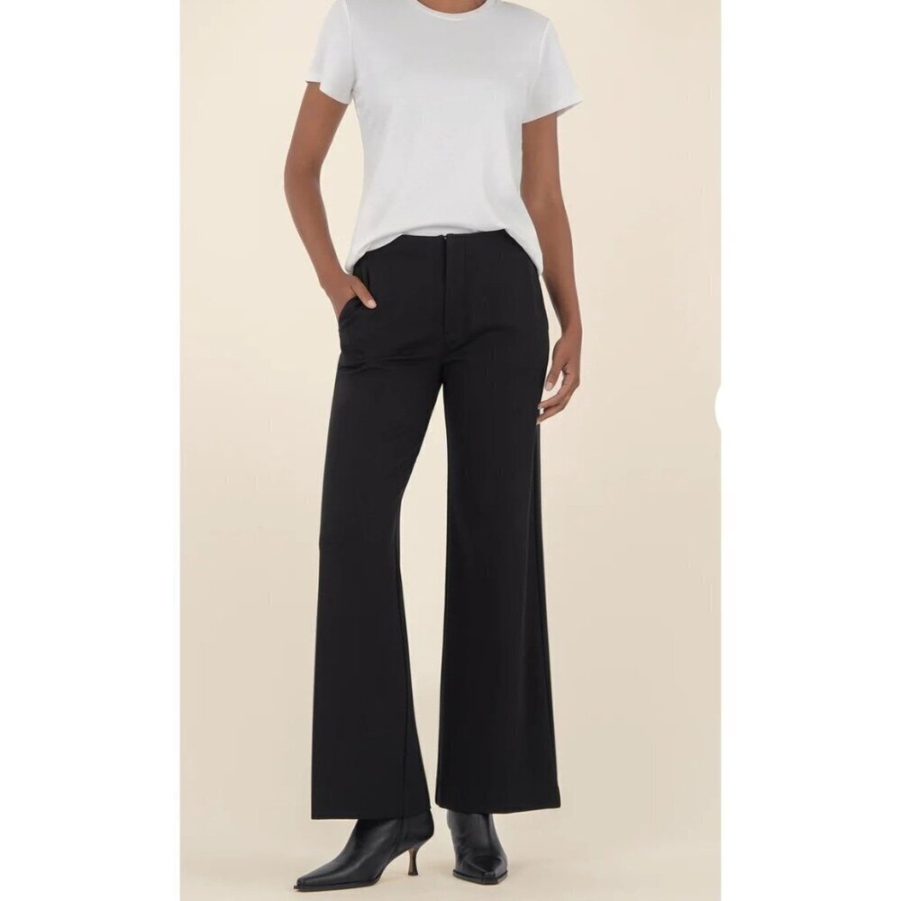 NEW Kut From Womens High Rise Wide Leg Sweatpants Black Size 30"
